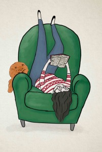Mi lectora postura. Cómoda? Ilustración de Ariella Abolaffio 